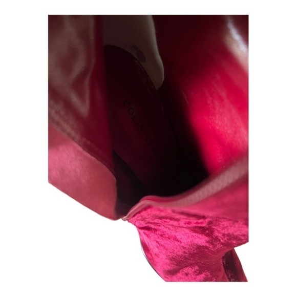 Colin Stuart Red Velvet Leather Mid Calf Pointed Toe Heel Boots Size 7M - Picture 10 of 16